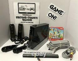 Nintendo Wii Black Console Rvl-001 Super Mario Bros Bundle Testé Travail