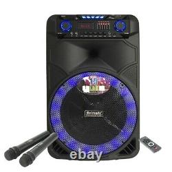 Système Hifi 15 Pa Haut-parleur Bluetooth Karaoke Avec Led Dj Light +2 Mics + Remote