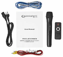 Technical Pro Dual 10 3000w Haut-parleur Bluetooth Alimenté Avec Microphone Usb/sd/led+wireless