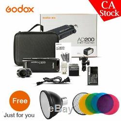Us Godox 2.4g Ad200 Ttl Double Tête Pocket Flash Li-ion Speedlite + Réflecteur